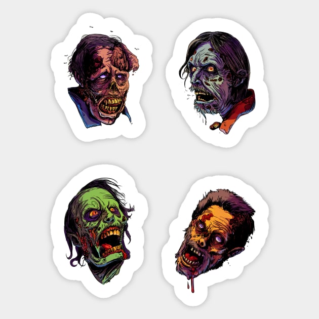 Zombie stickers set Zombies Sticker TeePublic